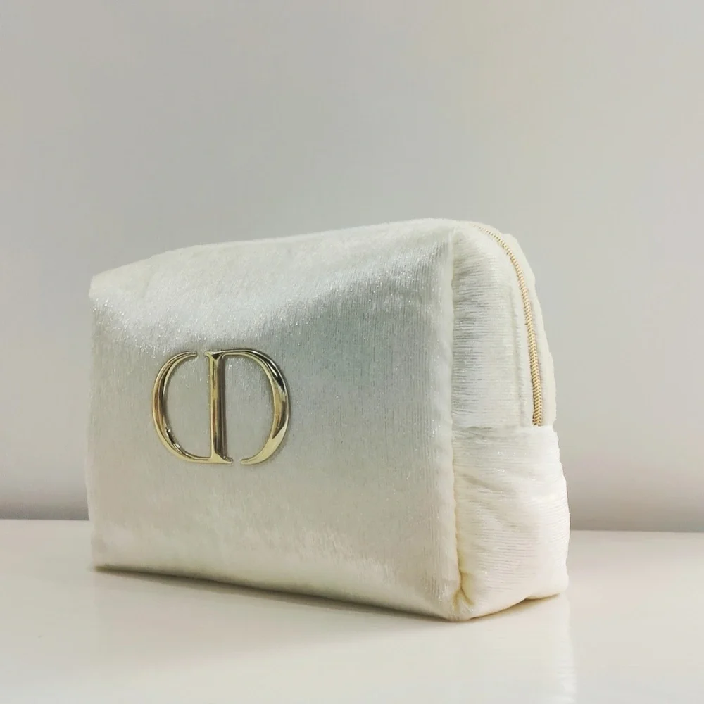 DIOR CD Elegant sparkling soft Cream Clutch bag purse Logo rare large silver - Picture 3 of 7